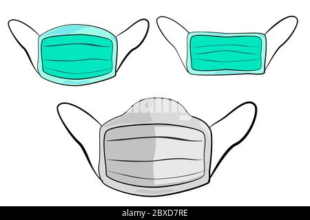 Vektor, Hand Draw Skizze drei Modell der Maske, für Ihr Element-Design Stock Vektor