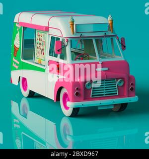 Eis Lebensmittel LKW wird einige Live in Ihre Kreationen setzen, 3d-Illustration Stockfoto