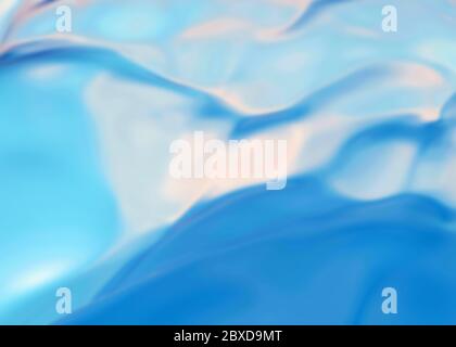 Ein blauer Stoff Falten, Weichzeichner, Unschärfe. 3d-Rendering Stockfoto