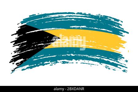 Bahamas Flagge in Grunge Pinselstrich, Vektorbild Stock Vektor