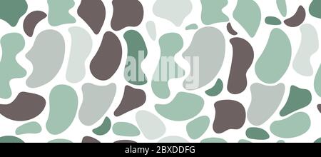 Farbflecken, nahtlose zufällige Muster mit organischen Formen. Blobs auf weißem Hintergrund. Vektorgrafik Stock Vektor