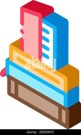 Stapel von Büchern isometrische Symbol Vektor-Illustration Stock Vektor