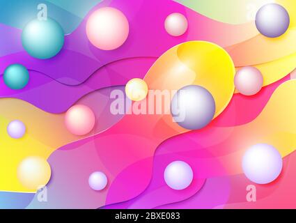 Farbenfroher geometrischer Hintergrund. Fluid Formen Zusammensetzung. Gummi Hintergrund. Flüssige Formen Zusammensetzung Stock Vektor