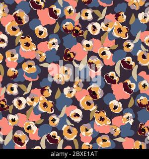 Abstraktes florales Nahtloses Muster. Helle Farben, Gouache-Malerei. Stock Vektor