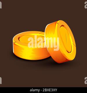 Stapel von goldenen Münzen auf schwarzem Hintergrund isoliert. Vektorgrafik Stock Vektor