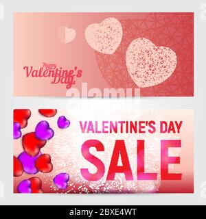 Set von Glücklichen Valentinstag Grußkarten oder Banner auf weißem Hintergrund isoliert. Vektorgrafik. Perfekt für Print-Layouts, Web-Banner zu verwenden Stock Vektor