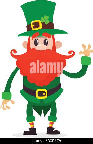 Leprechaun präsentiert, Zeichentrickfigur, Happy Saint Patricks Day, Vektor-Illustration Stock Vektor