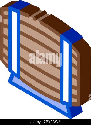 Holzfass für Weinprodukte isometrische Symbol Vektor-Illustration Stock Vektor