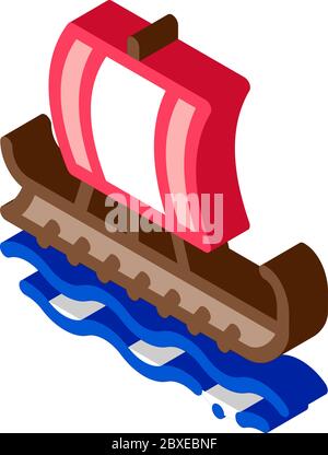 griechische Handelsschiff isometrische Symbol Vektor-Illustration Stock Vektor