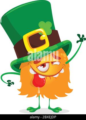 Charakter Cartoon glücklich Kobold Monster Charakter. Vector Moderne flache Design-Ikone auf Saint Patrick's Day Charakter. Irische Partykunst Stock Vektor