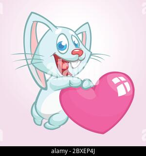 Cartoon niedlichen Hasen Kaninchen mit einem Liebe Herz. Vektorgrafik zum Valentinstag. Isoliert Stock Vektor