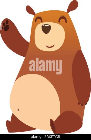 Glücklich Cartoon Bär. Vektorgrafik von Braunbär isoliert. Stock Vektor