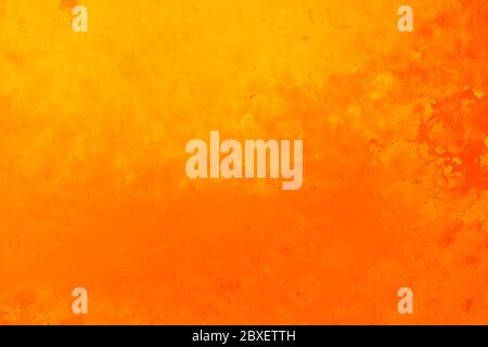 Heißer feuriger orange und gelber Hintergrund mit roter Grunge-Textur-Grenze, kühne lebendige digitale Aquarell-Illustration in warmen Herbstfarben und abstrakt Stockfoto