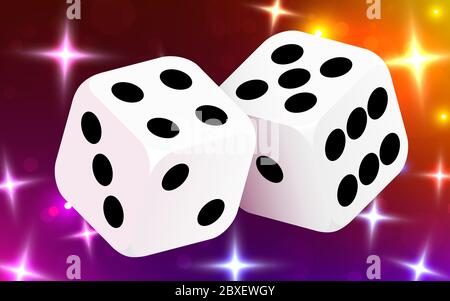 Zwei Würfel, umgeben von einem leuchtenden Rahmen. Glückssache. Casino-Konzept. Vektorgrafik Stock Vektor