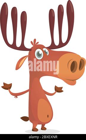 Niedliches Reh. Cartoon Comic Stil Wald Tier Charakter. Rentier Maskottchen. Zoo und wilde Tiere Vektor-Illustration Stock Vektor
