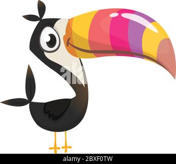 Glücklich Cartoon Tukan. Vektorgrafik Stock Vektor