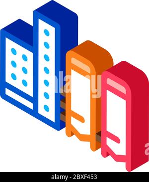 Thermische Türme mit Wärmetürmen isometrische Symbol Vektor-Illustration Stock Vektor