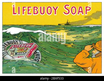 Victorian Lifebuoy Seife Magazin Werbeeinsatz. Stockfoto