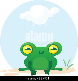 Niedlicher Frosch Cartoon Charakter. Vektorgrafik isoliert Stock Vektor
