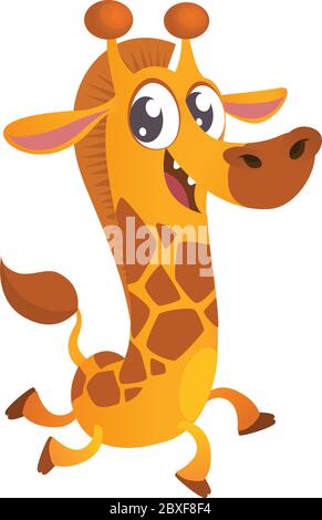 Nette Cartoon Giraffe Charakter-Symbol. Kollektion wilder Tiere. Babyschulung. Isoliert auf weißem Hintergrund. Flaches Design. Vektorgrafik Stock Vektor