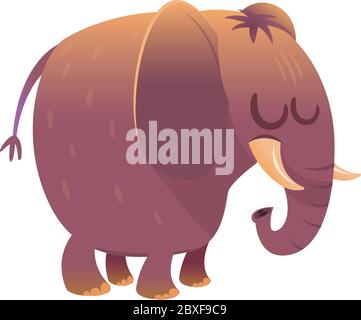 Nette Cartoon Elefant Charakter. Kollektion wilder Tiere. Babyschulung. Isolierte Vektordarstellung Stock Vektor