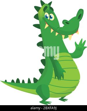 Cartoon Krokodil. Vektorzeichen-Symbol isoliert auf weiß Stock Vektor