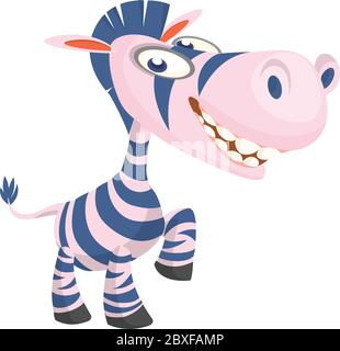 Niedliche Cartoon Zebra. Vektor-Zeichen Illustration für Kinder Buch. Stock Vektor