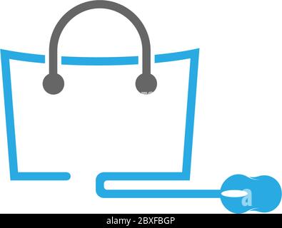Korb, Tasche, Konzept Online-Shop Logo Symbol Illustration Stock Vektor