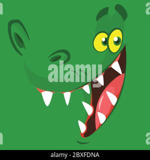Lustige Cartoon Krokodil Gesicht. Vektorgrafik. Design für Print, Maskottchen oder Kinderbuch Illustration Stock Vektor