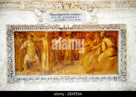 Fresko auf dem Altar in der Basilika Santo Stefano Rotondo al Celio - Rom. Italien Stockfoto