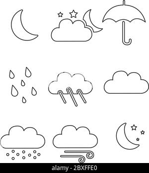 Klima Wetter lineare Icon Sammlung flache Vektor-Illustration isoliert auf weiß eps 10 Stock Vektor