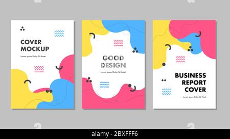 Set Bundle von geometrischen Cover Designs für Jahresbericht, Broschüren, Flyer, Präsentationen, Broschüre, Magazin A4 Größe. Cover Vorlage Design Vektor wit Stock Vektor