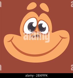 Cartoon Affen Kopf Gesicht. Vektor-Illustration von lächelnden Schimpansen Avatar Charakter isoliert Stock Vektor