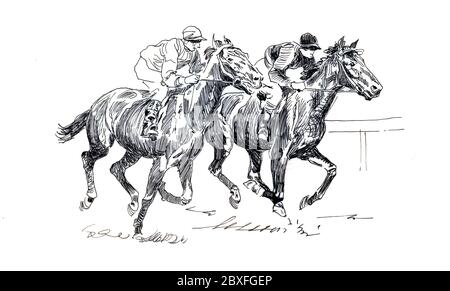 Reitpferd/Pferd Kunstwerk von unbekannten Künstler aus den 1950er Jahren. Stockfoto