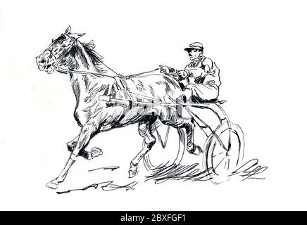 Reitpferd/Pferd Kunstwerk von unbekannten Künstler aus den 1950er Jahren. Stockfoto