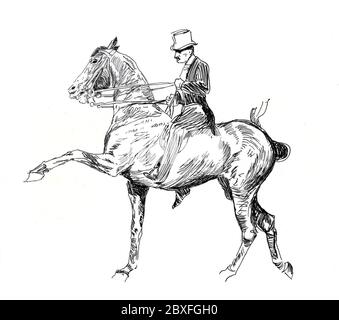 Reitpferd/Pferd Kunstwerk von unbekannten Künstler aus den 1950er Jahren. Stockfoto