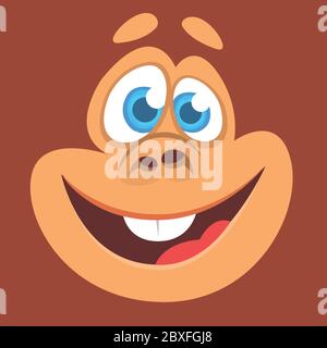 Cartoon Affe aufgeregt. Vektor-Illustration von lächelnden Schimpansen Avatar Charakter isoliert Stock Vektor