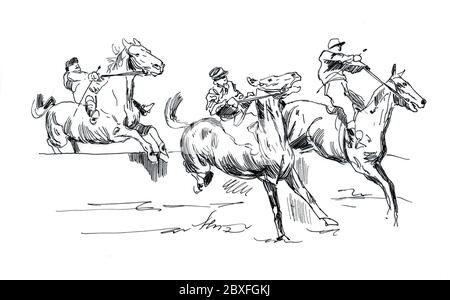 Reitpferd/Pferd Kunstwerk von unbekannten Künstler aus den 1950er Jahren. Stockfoto