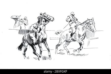 Reitpferd/Pferd Kunstwerk von unbekannten Künstler aus den 1950er Jahren. Stockfoto