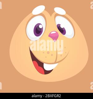 Bunny Kaninchen Cartoon Avatar. Vektor-Illustration von glücklich lachenden Kaninchen Gesicht. Design für Ostern Stock Vektor