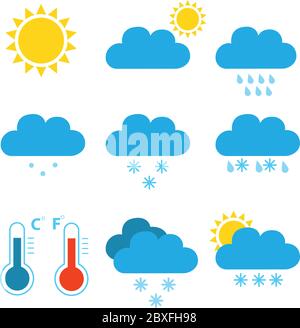 Flache Farbe Wetter Symbole Vektor Illustration isoliert eps 10 Stock Vektor