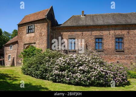 D-Schermbeck, D-Schermbeck-Altschermbeck, Niederrhein, Münsterland, Naturpark hohe Mark Westmünsterland, Rheinland, Nordrhein-Westfalen, NRW, Schloss Schermbeck, ehemaliges Wasserschloss, Burgtor Stockfoto