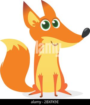 Nette Cartoon Fuchs Charakter. Wildwald Tiersammlung. Babyschulung. Isoliert. Weißer Hintergrund. Flaches Design Vektorgrafik Stock Vektor