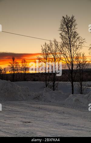 Karesuvanto in Finnland und Karesuando in Schweden, Lappland, Nordfinnland, Transun-Feiertage Stockfoto