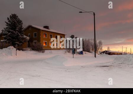 Karesuvanto in Finnland und Karesuando in Schweden, Lappland, Nordfinnland, Transun-Feiertage Stockfoto