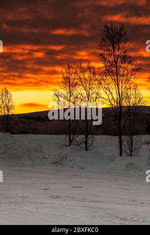 Karesuvanto in Finnland und Karesuando in Schweden, Lappland, Nordfinnland, Transun-Feiertage Stockfoto