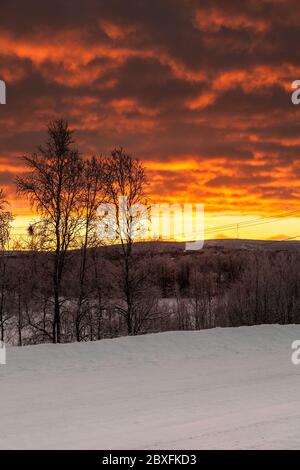 Karesuvanto in Finnland und Karesuando in Schweden, Lappland, Nordfinnland, Transun-Feiertage Stockfoto