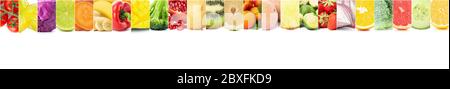 Collage aus verschiedenen Gemüse und Obst. Platz für Text Stockfoto