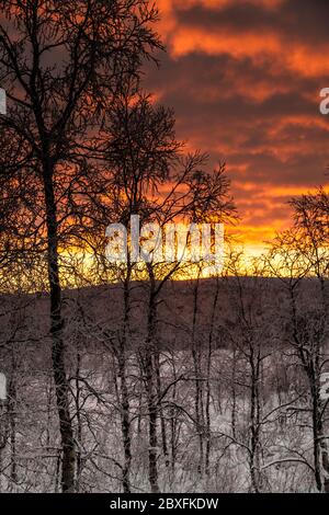 Karesuvanto in Finnland und Karesuando in Schweden, Lappland, Nordfinnland, Transun-Feiertage Stockfoto