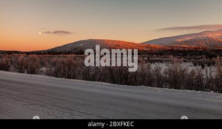 Karesuvanto in Finnland und Karesuando in Schweden, Lappland, Nordfinnland, Transun-Feiertage Stockfoto